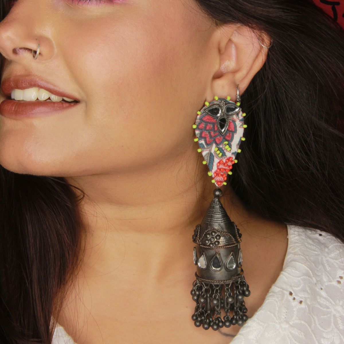 Floral Printed Jhumka